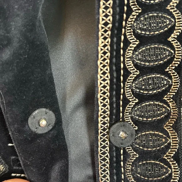 Peter Nygard Coat Size 6 Black Embroidered Long Sleeve Mandarin Collar Marant - Picture 2 of 8